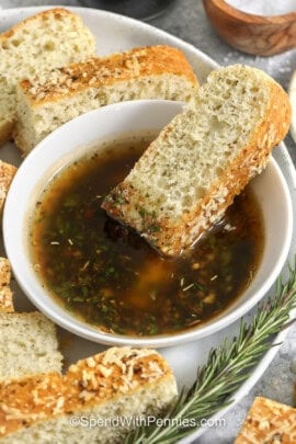 dipping bread in Olive Oil Bread Dip