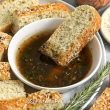 close up of bread in Olive Oil Bread Dip