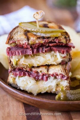 Reuben Sandwich with pickles