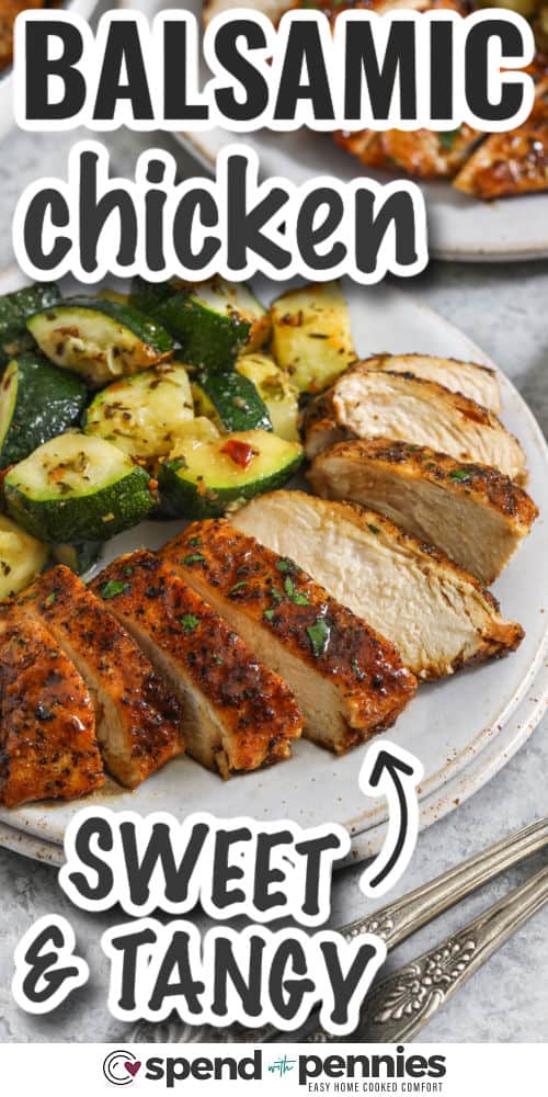 This easy balsamic chicken recipe uses pantry balsamic vinegar and honey to create a shiny, flavorful glaze in minutes. Searing first builds rich flavor, and the covered simmer keeps chicken breasts tender while the sauce reduces. Whisk in butter at the end for a smooth, restaurant-style pan sauce. It is a great meal-prep option and reheats well with a splash of water. #spendwithpennies sweet and tangy Balsamic Chicken