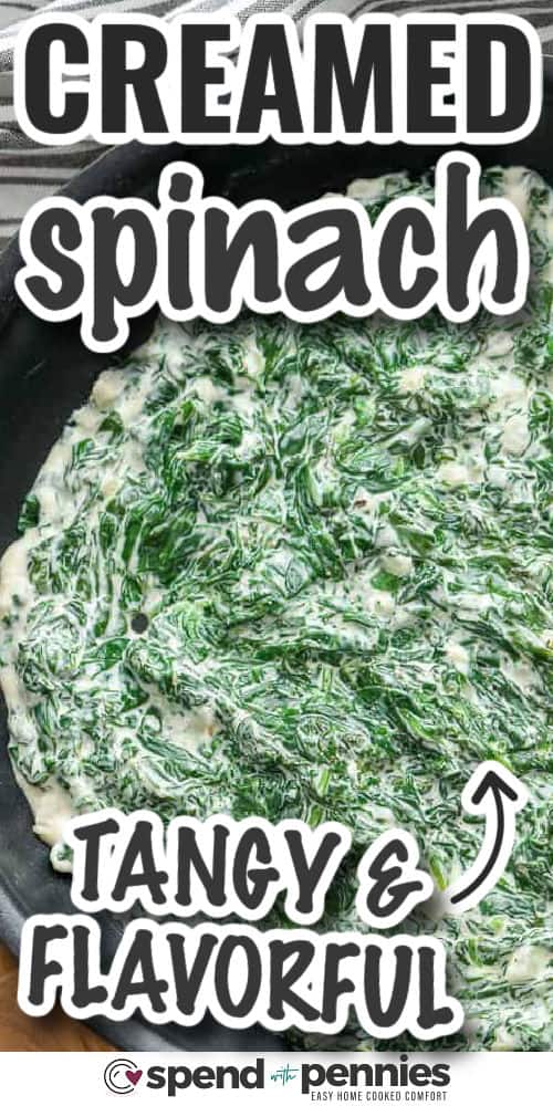 If you want a creamed spinach recipe with frozen spinach that stays thick and creamy, this method is the fix. Cook the sauce first, simmer briefly to thicken, then stir in well-drained spinach so it does not thin out the cream base. Cream cheese provides body without a flour thickener, and heavy cream adds a silky finish. It is a simple spinach side dish that works for weeknights and holidays. #spendwithpennies tangu and flavorful Creamed Spinach with writing