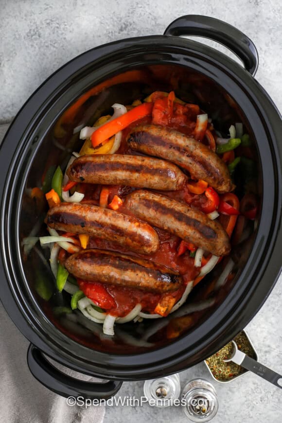 Crock Pot Sausage and Peppers