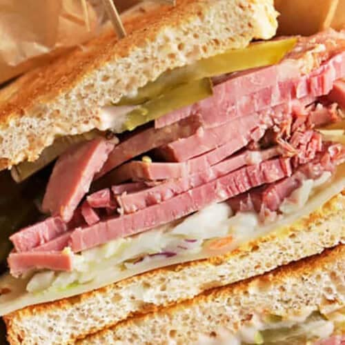 close up of Corned Beef Sandwich
