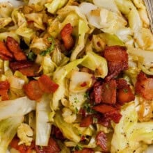 close up of Fried Cabbage with bacon