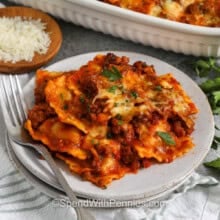 cheesy plated Ravioli Lasagna