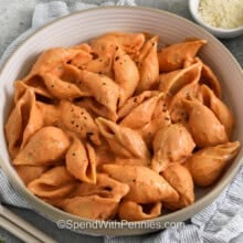 close up of creamy Cottage Cheese Pasta Sauce