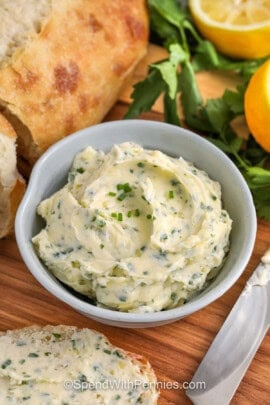 Garlic Butter Recipe with a loaf of bread