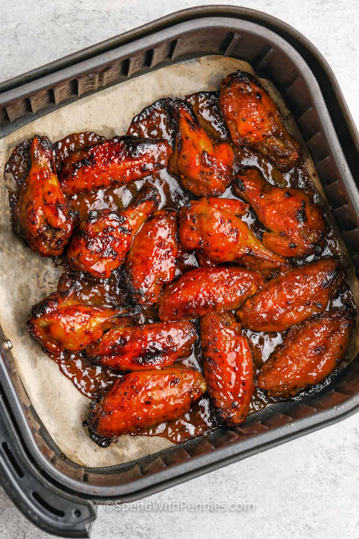 crispy Honey BBQ Wings cooked in the air fryer