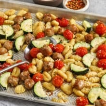 Sheet Pan Gnocchi & Sausage with parmesan