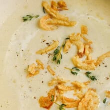 close up of Cream of Onion Soup