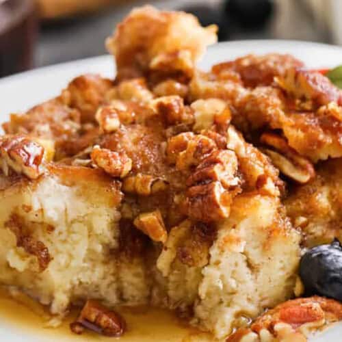 close up of delicious slice of French Toast Casserole