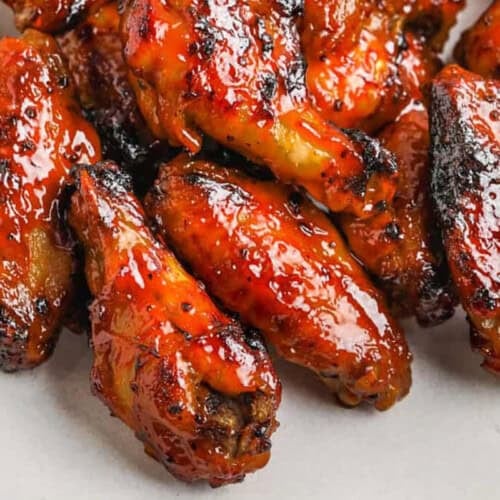 close up of honey bbq wings