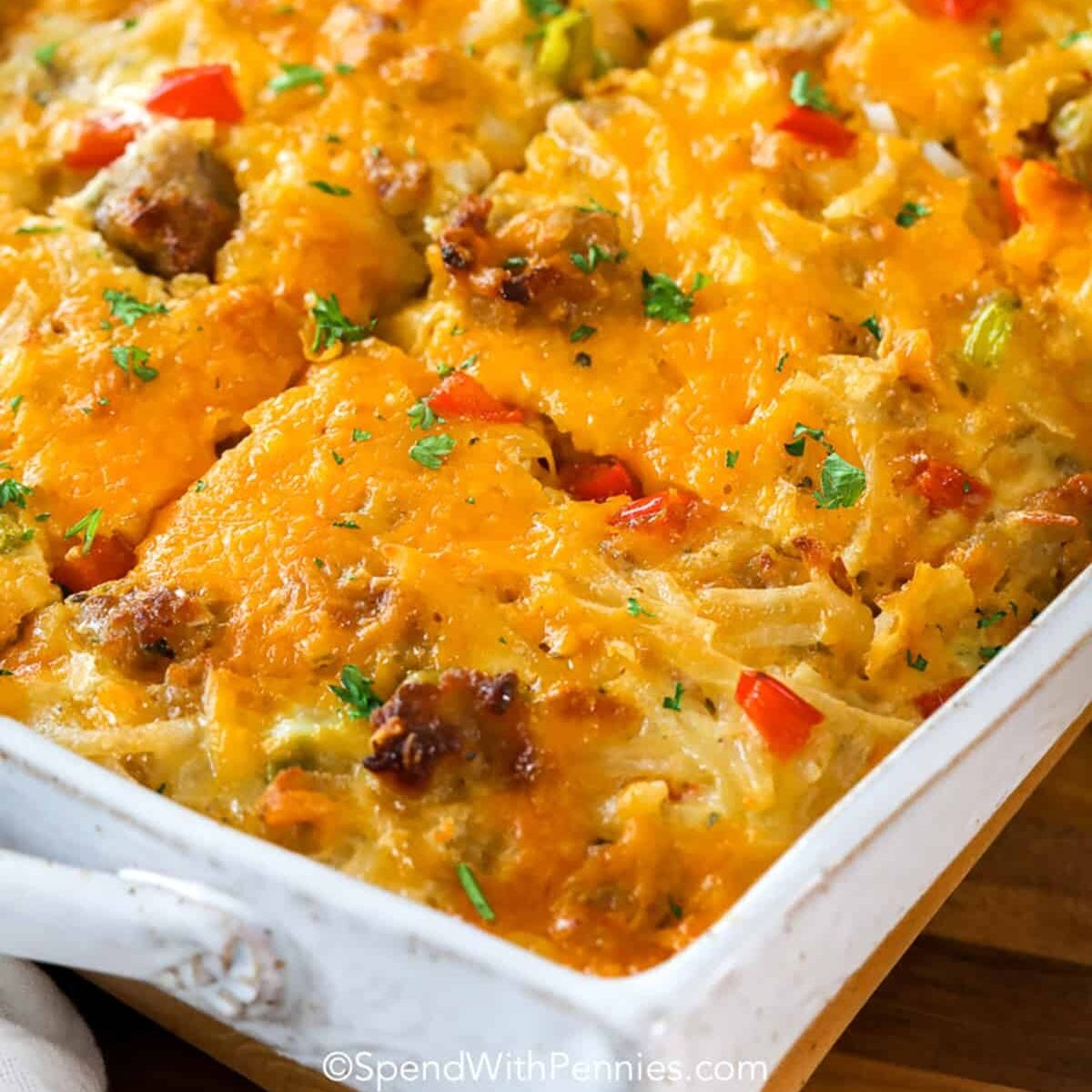 close up of Hashbrown Breakfast Casserole