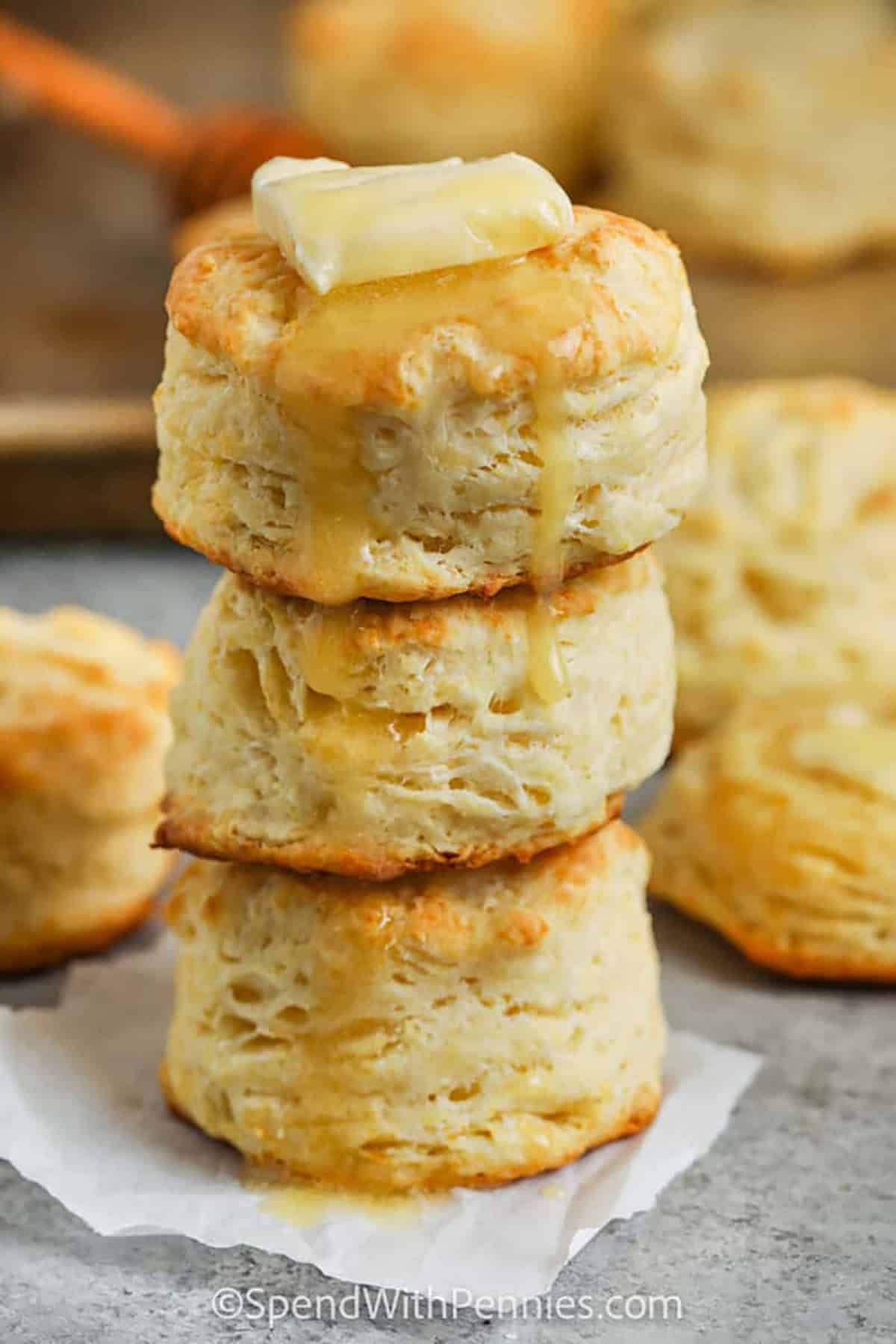 Homemade Buttermilk Biscuits with butter on top
