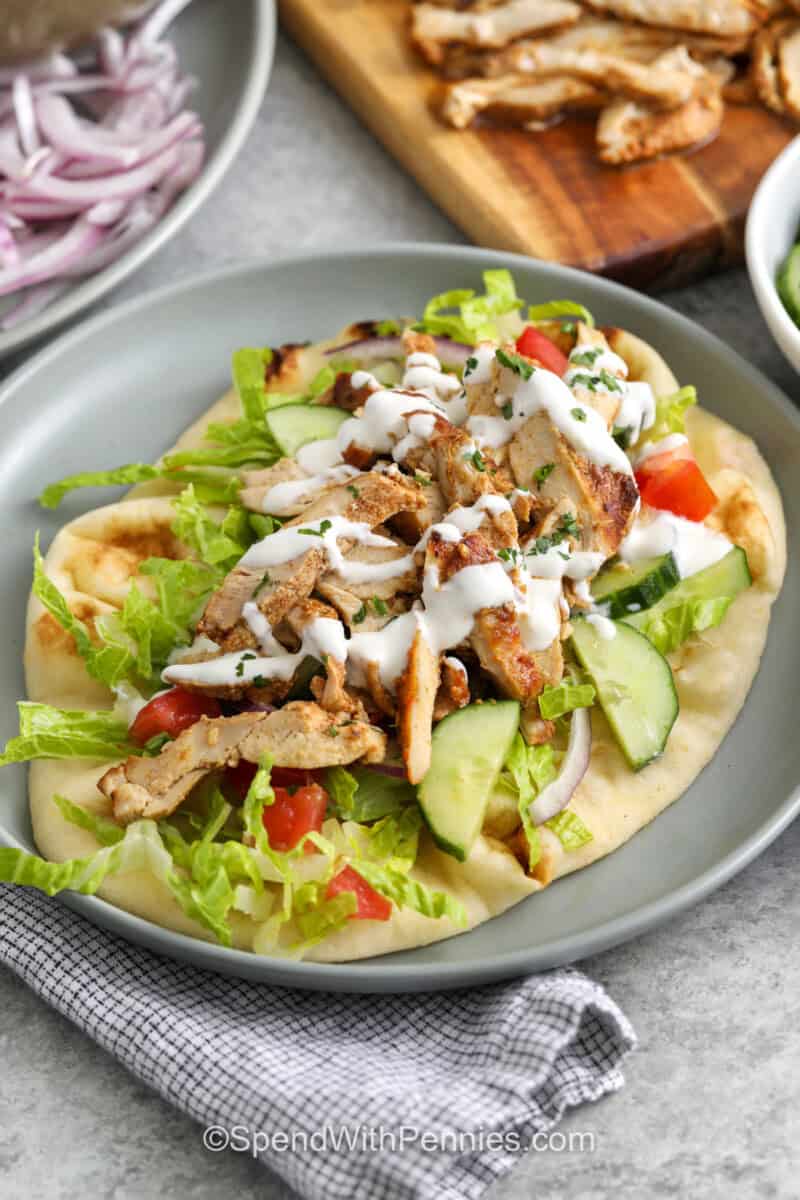 Chicken Shawarma wrap on a plate