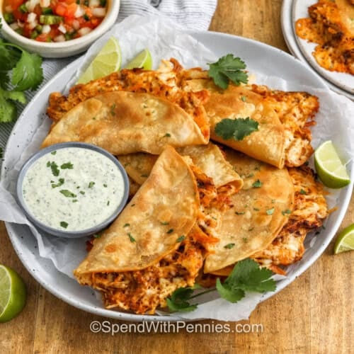 plate full of Crispy Chicken Tacos
