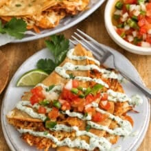 Crispy Chicken Tacos with lime creme