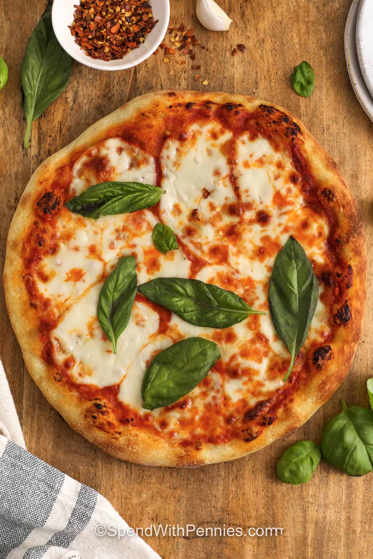 top view of Margherita Pizza