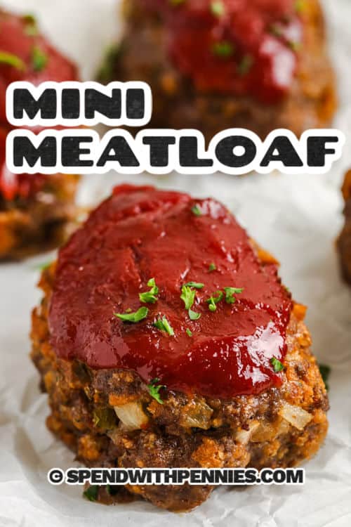 This mini meatloaf recipe is a smart weeknight shortcut when you want all the comfort of classic meatloaf without the longer bake time. Ground beef is mixed with sautéed onion, green bell pepper, breadcrumbs, and seasonings, then topped with a ketchup and chili sauce glaze that bakes into a sweet tangy finish. Serve these mini meatloaves with mashed potatoes or roasted vegetables for a cozy dinner that feels homemade and practical. #spendwithpennies Mini Meatloaf Recipe with a title