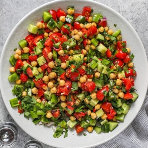 a bowl of chickpea salad