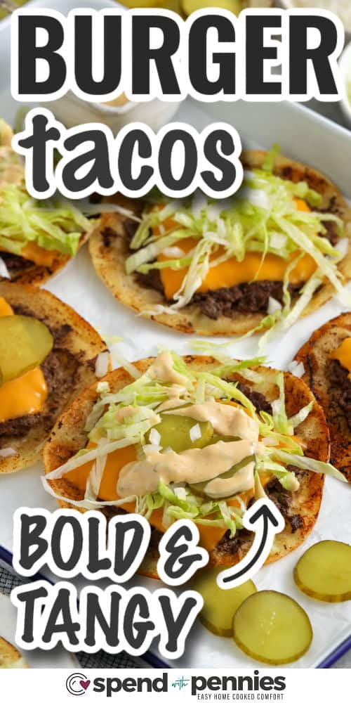 smash burger tacos on a white serving dish
