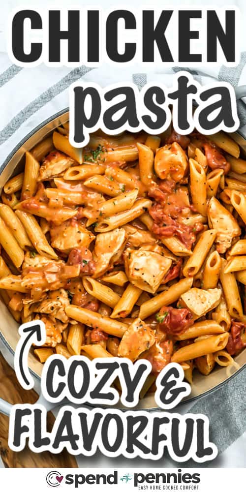 cozy and flavourful One Pot Chicken Pasta with title