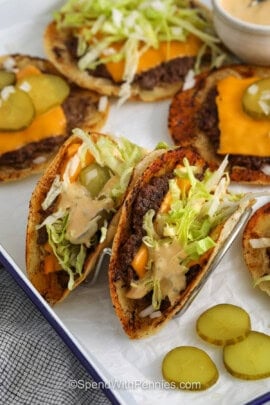 plated Smash Burger Tacos