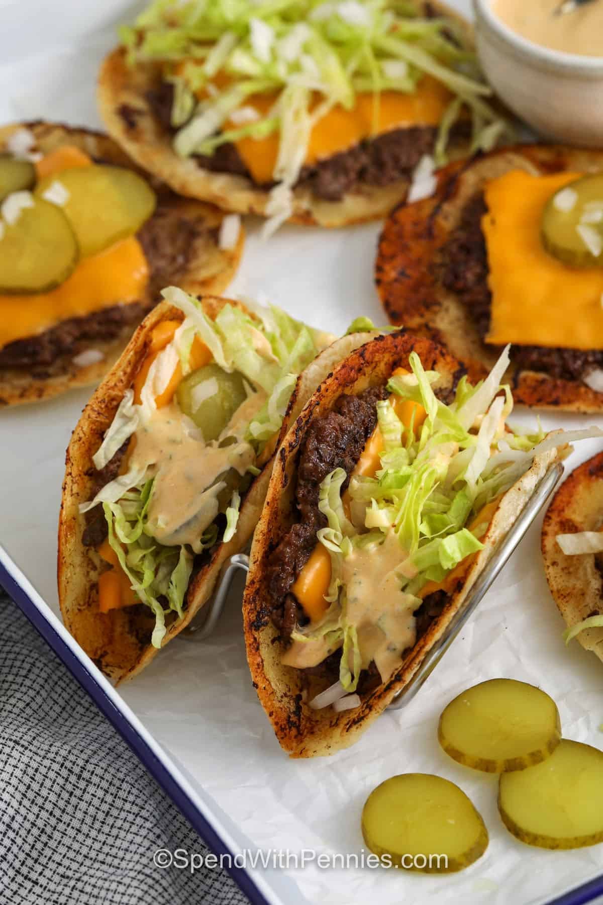 plated Smash Burger Tacos
