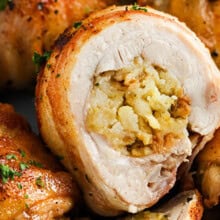 close up of Stuffed Chicken Thighs