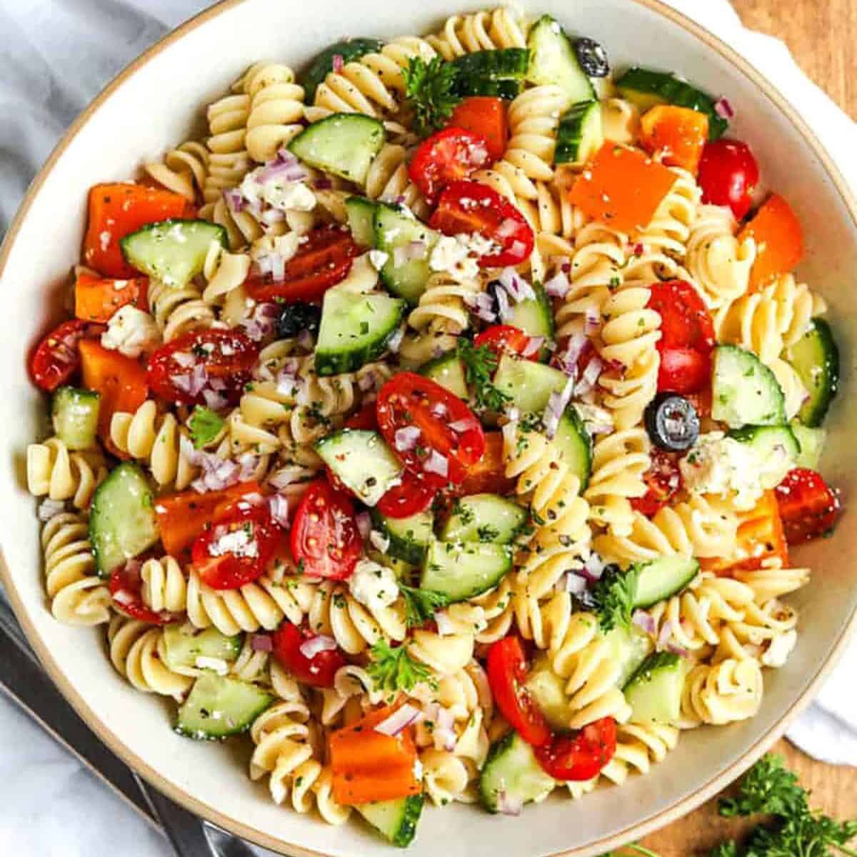 dish of Easy Pasta Salad