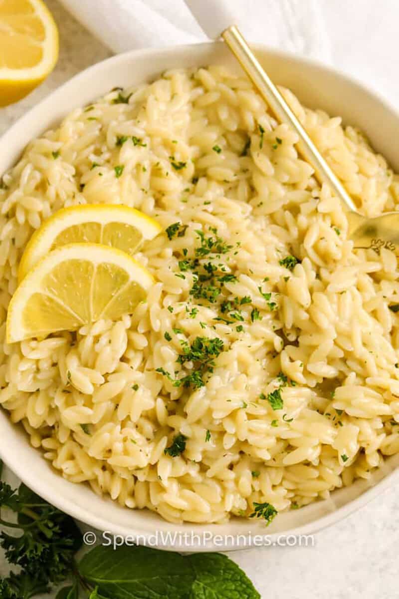 bowl of Lemon Orzo