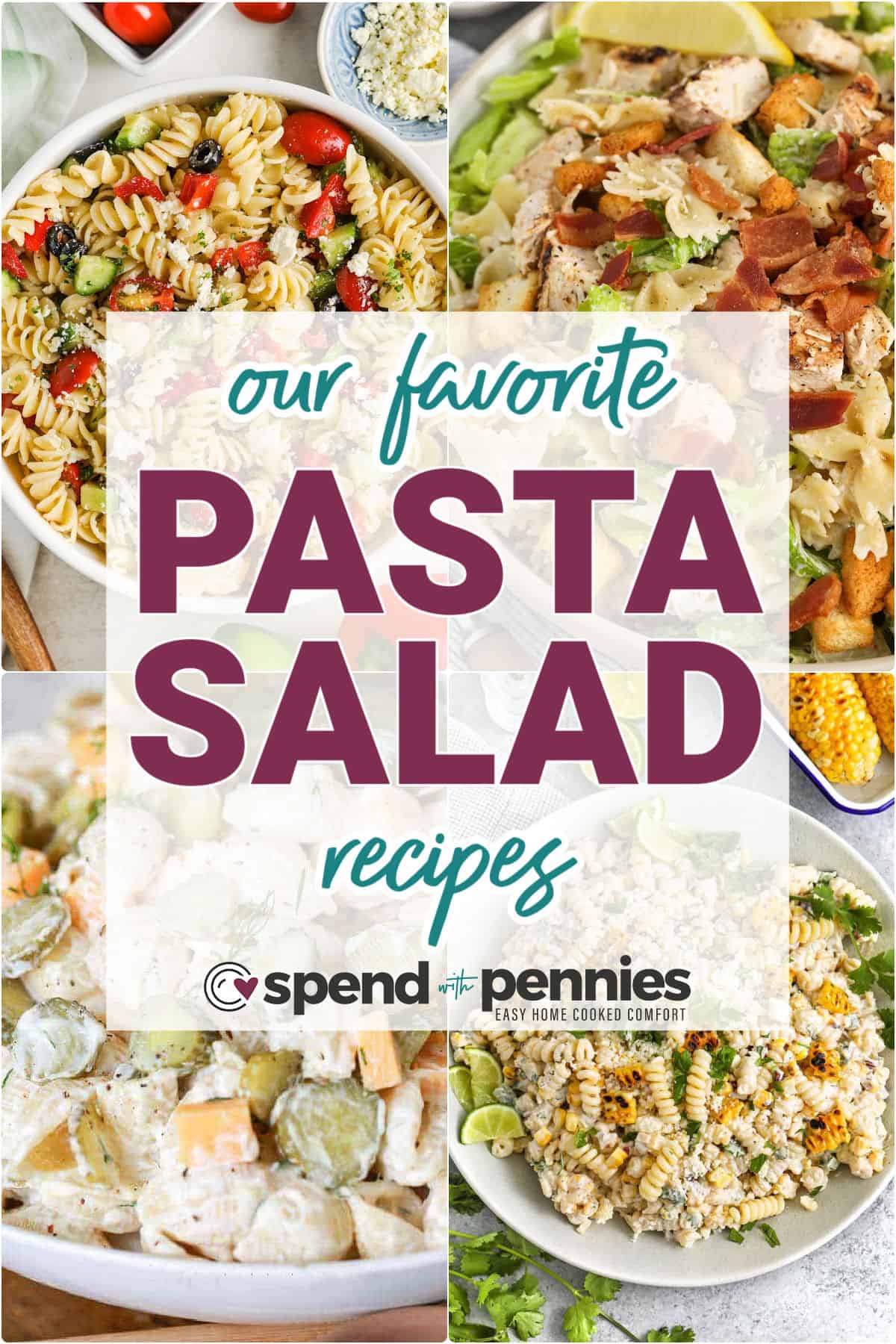 images of summer Pasta Salad Recipes with writing