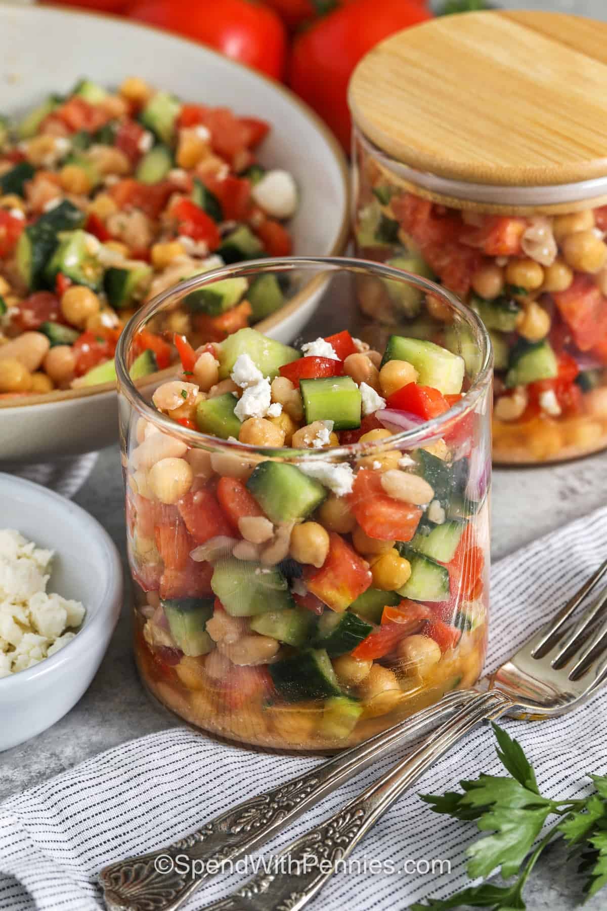jars of Dense Bean Salad