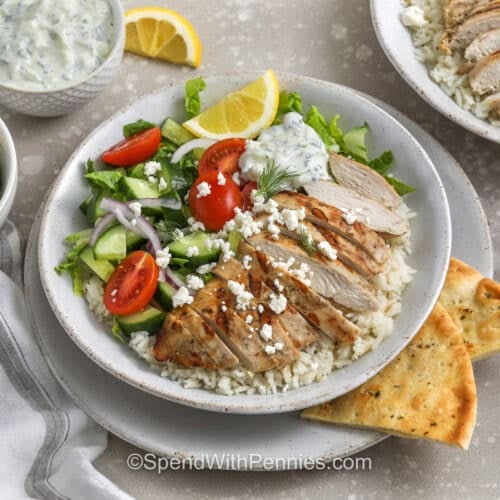 Greek Chicken Bowls with tzatziki
