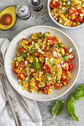 bowls of Grilled Corn Salad
