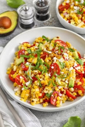 Grilled Corn Salad with feta