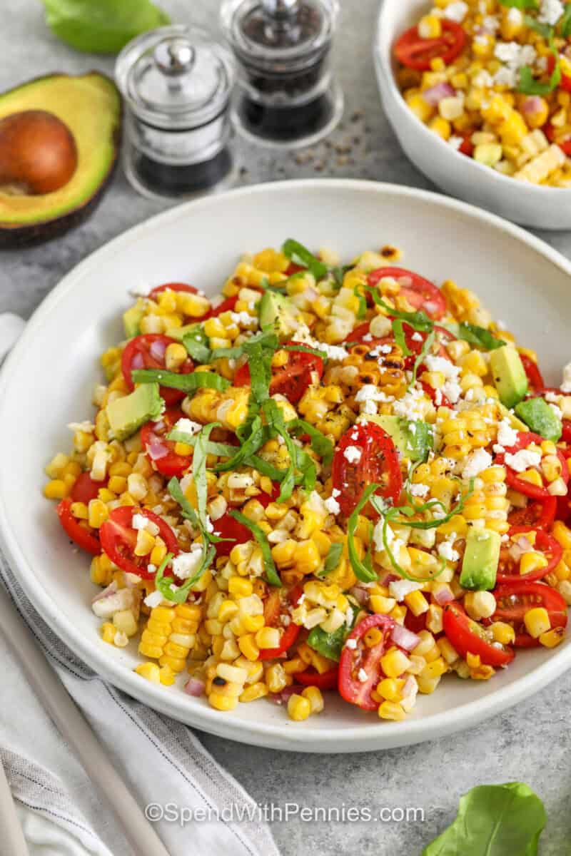 Grilled Corn Salad with feta