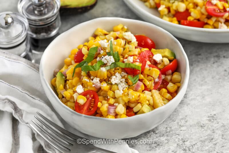 fresh Grilled Corn Salad in a bowl