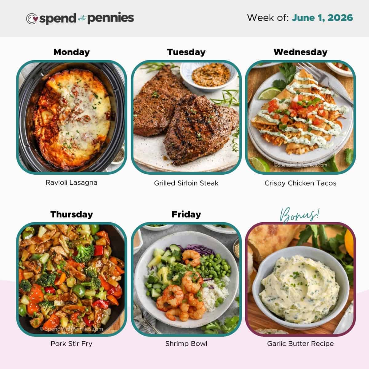 Weekly Meal Plan for June 1, 2026 Hero
