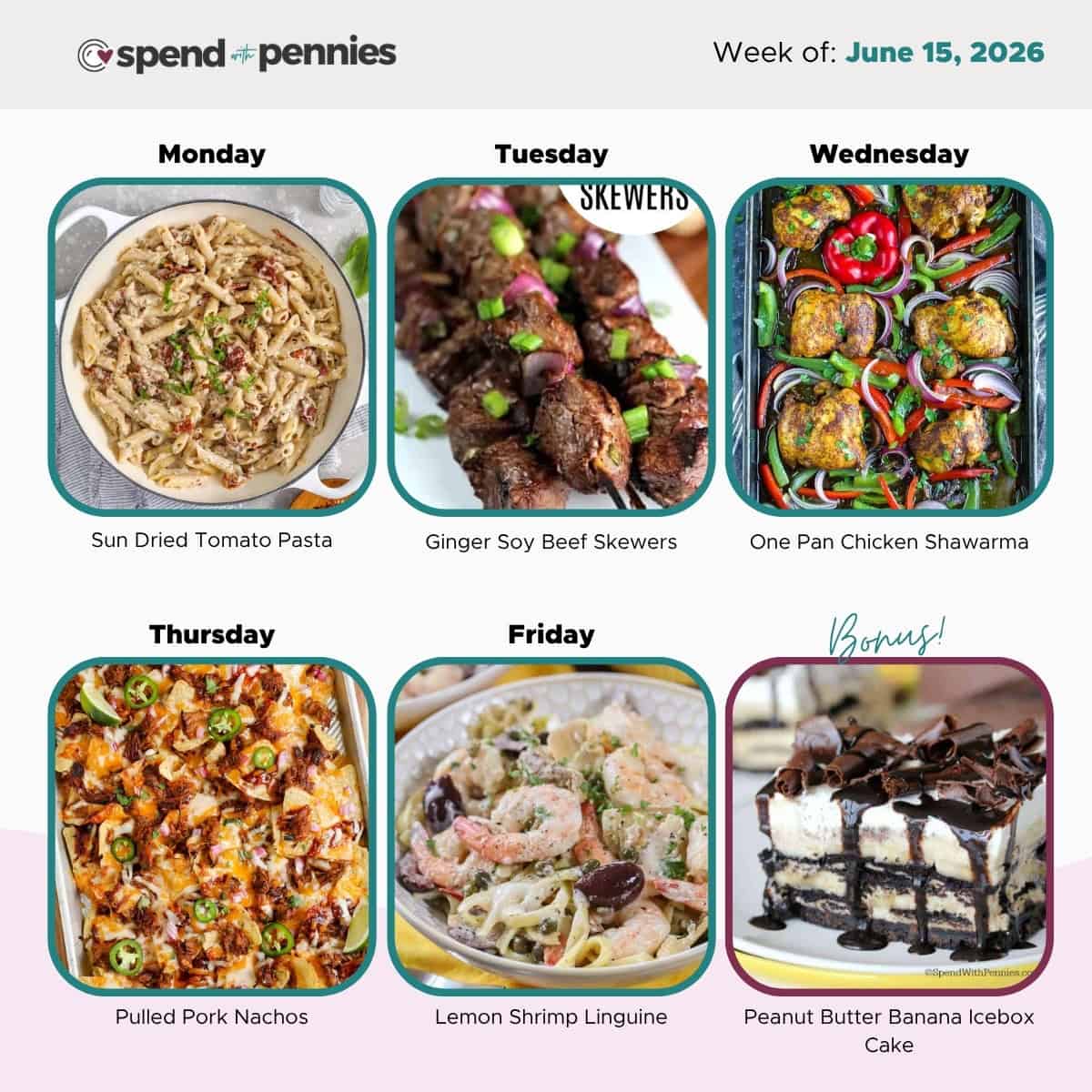 Weekly Meal Plan for June 15, 2026 Hero