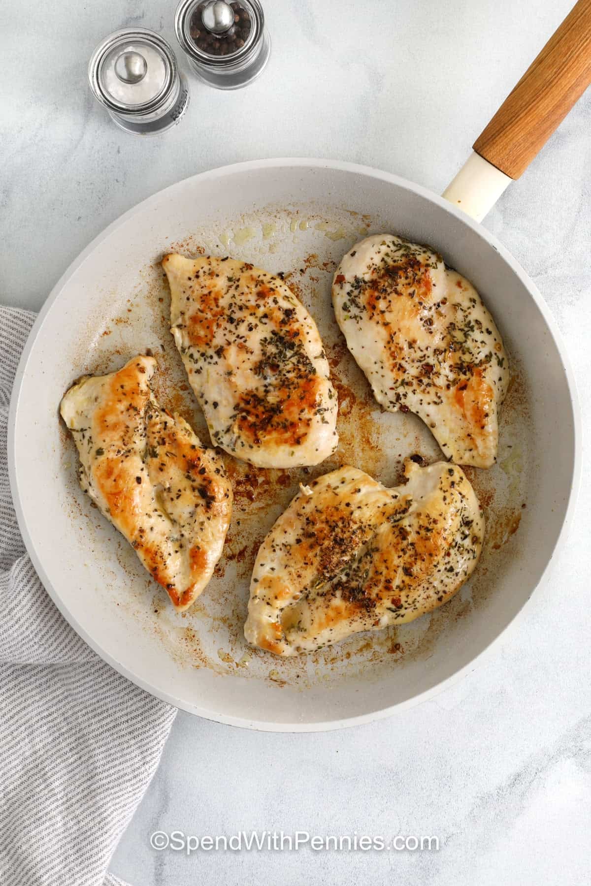 cooking chicken to make Lemon Chicken Orzo