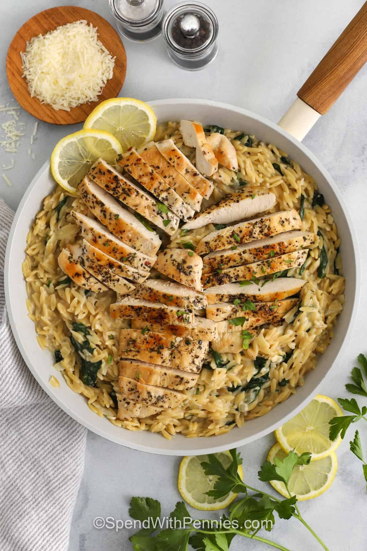 pan of Lemon Chicken Orzo