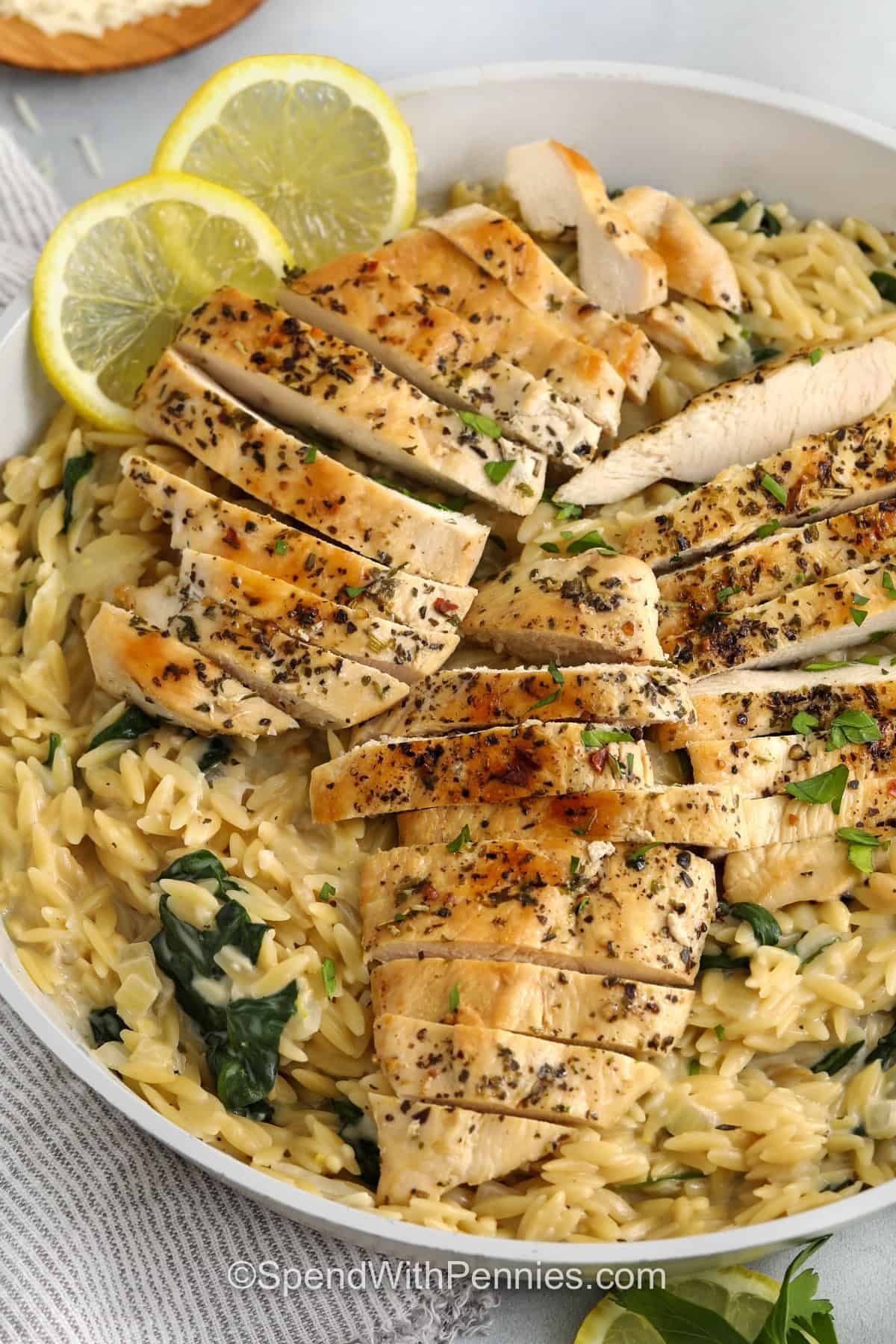 bowl of Lemon Chicken Orzo