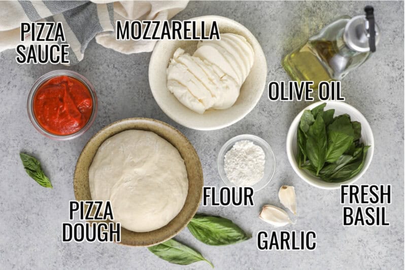Margherita Pizza Ingredients on a counter
