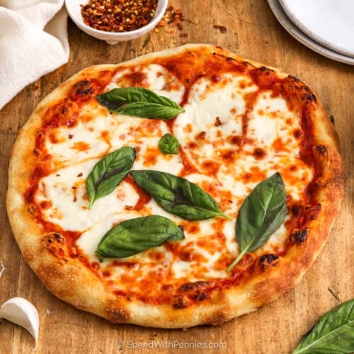 Margherita pizza with fresh basil