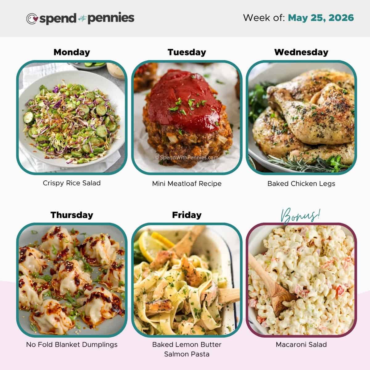 Weekly Meal Plan for May 25, 2026 Hero