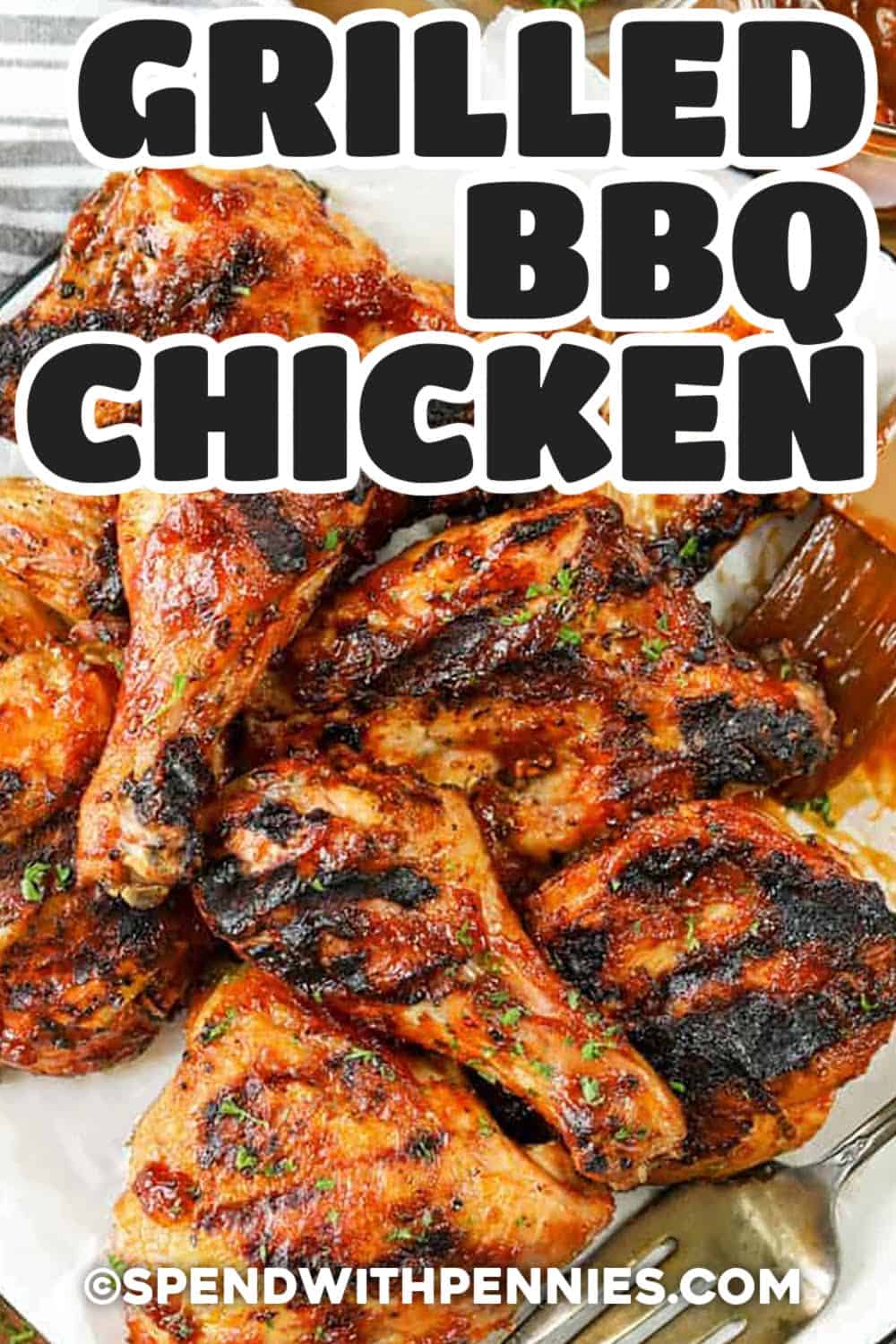 plated Grilled BBQ Chicken with a title