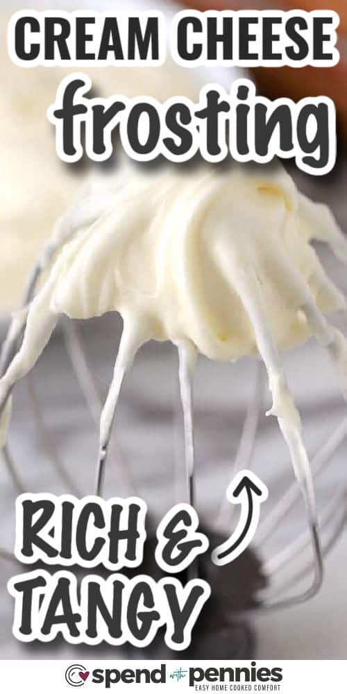 This cream cheese icing has a rich, tangy flavor that keeps desserts from tasting too sweet. The recipe uses cream cheese, butter, powdered sugar, vanilla, and salt for a soft frosting that is easy to spread over fully cooled baked goods. Make it ahead, chill it in the fridge, and let it soften before using for stress-free baking. #spendwithpennies rich and tangy Best Ever Cream Cheese Frosting with writing
