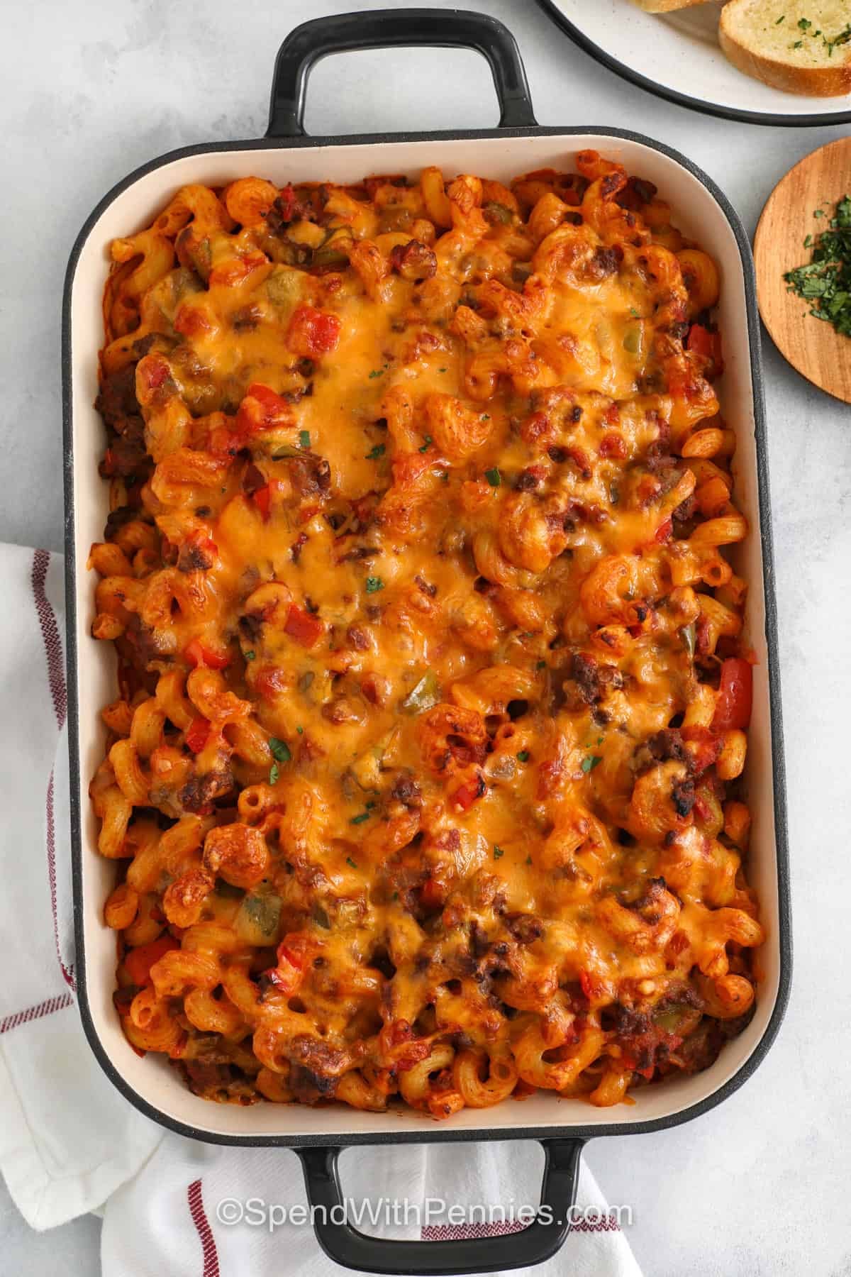 Sloppy Joe Casserole baked in a dish