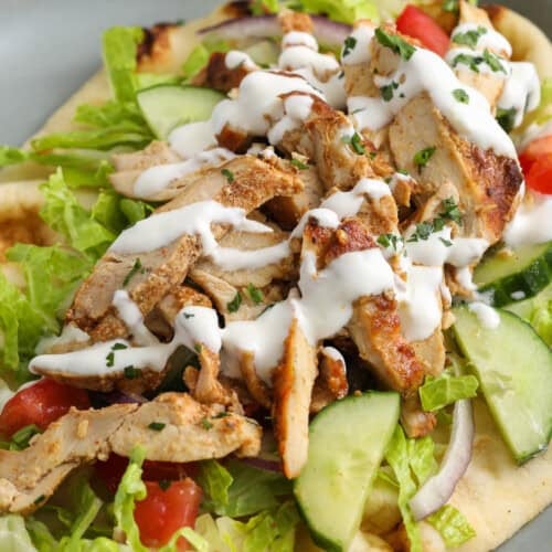 close up of Chicken Shawarma on plate